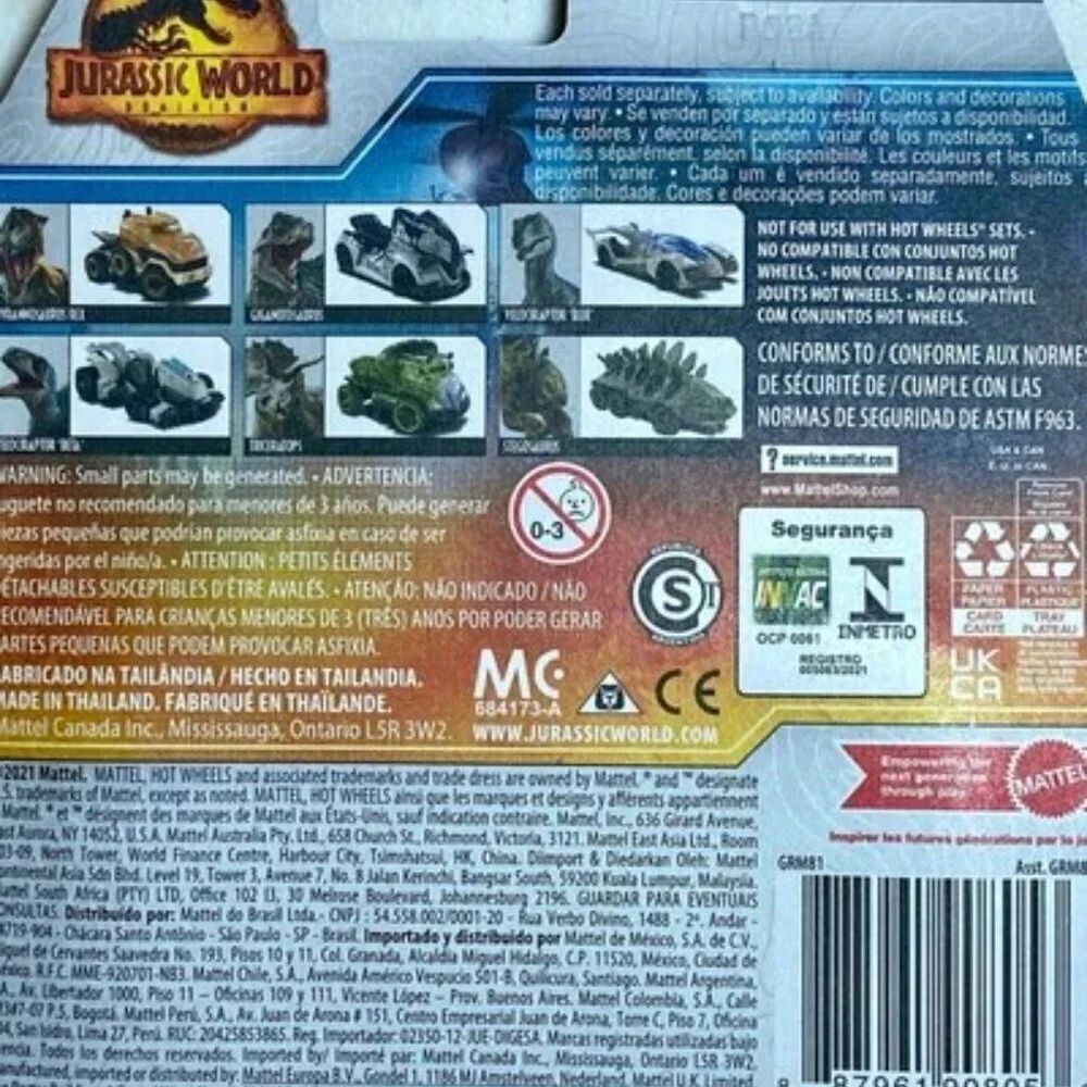 Hot Wheels Tyrannosaurus Rex Jurassic World Dominion 1/6 Character Cars NIP 1:64